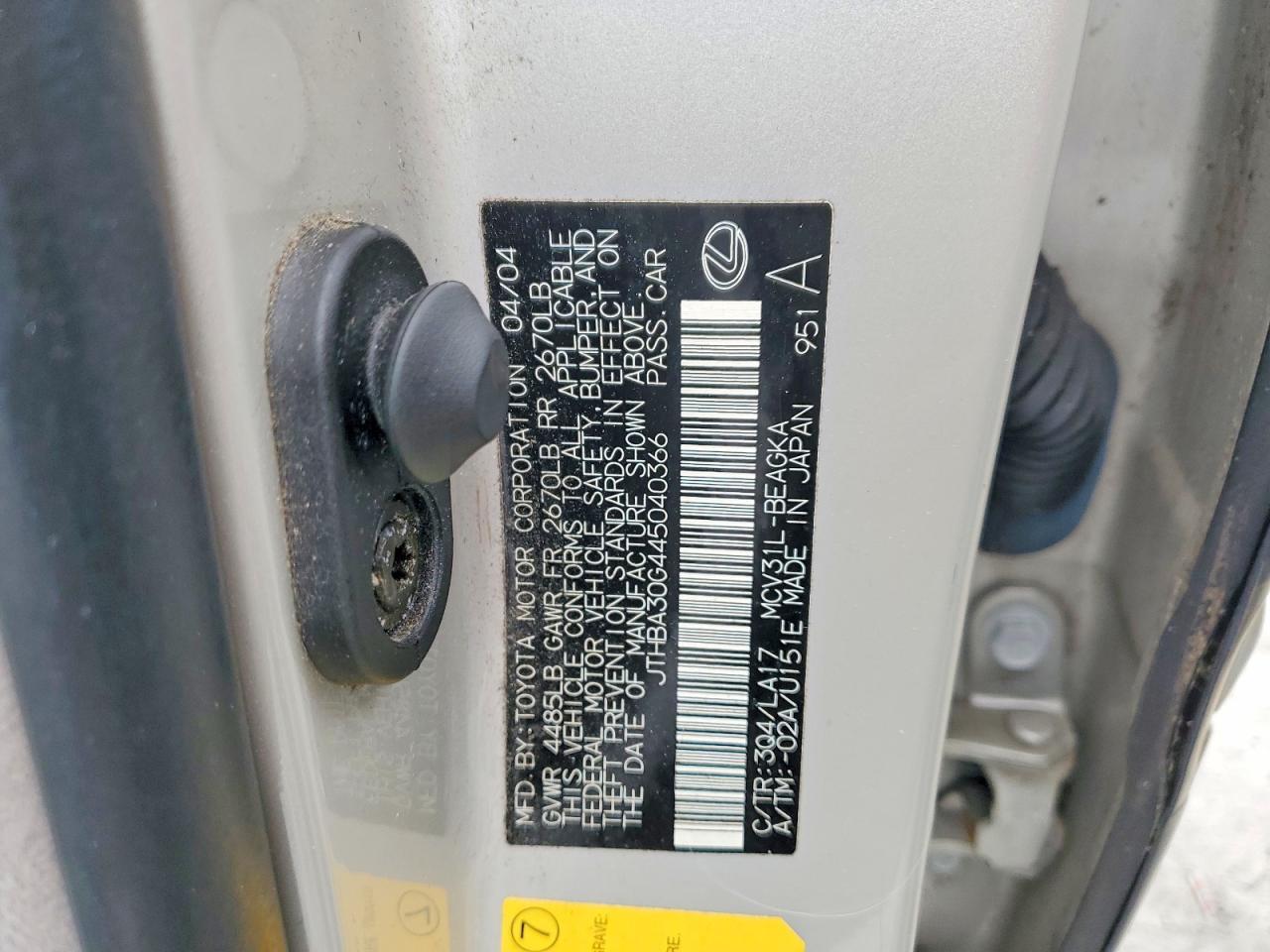 2004 LEXUS ES 330