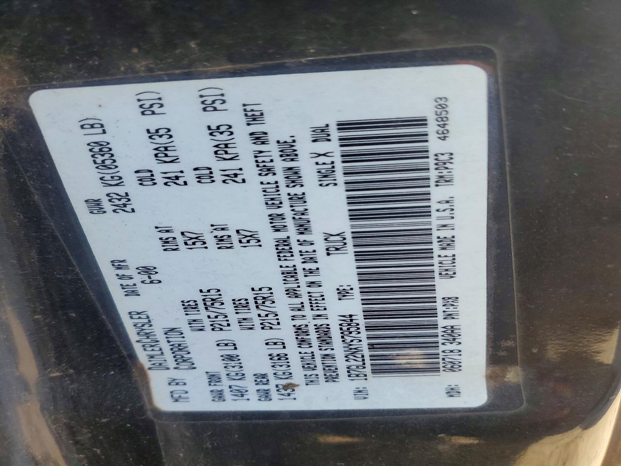 2000 DODGE Dakota