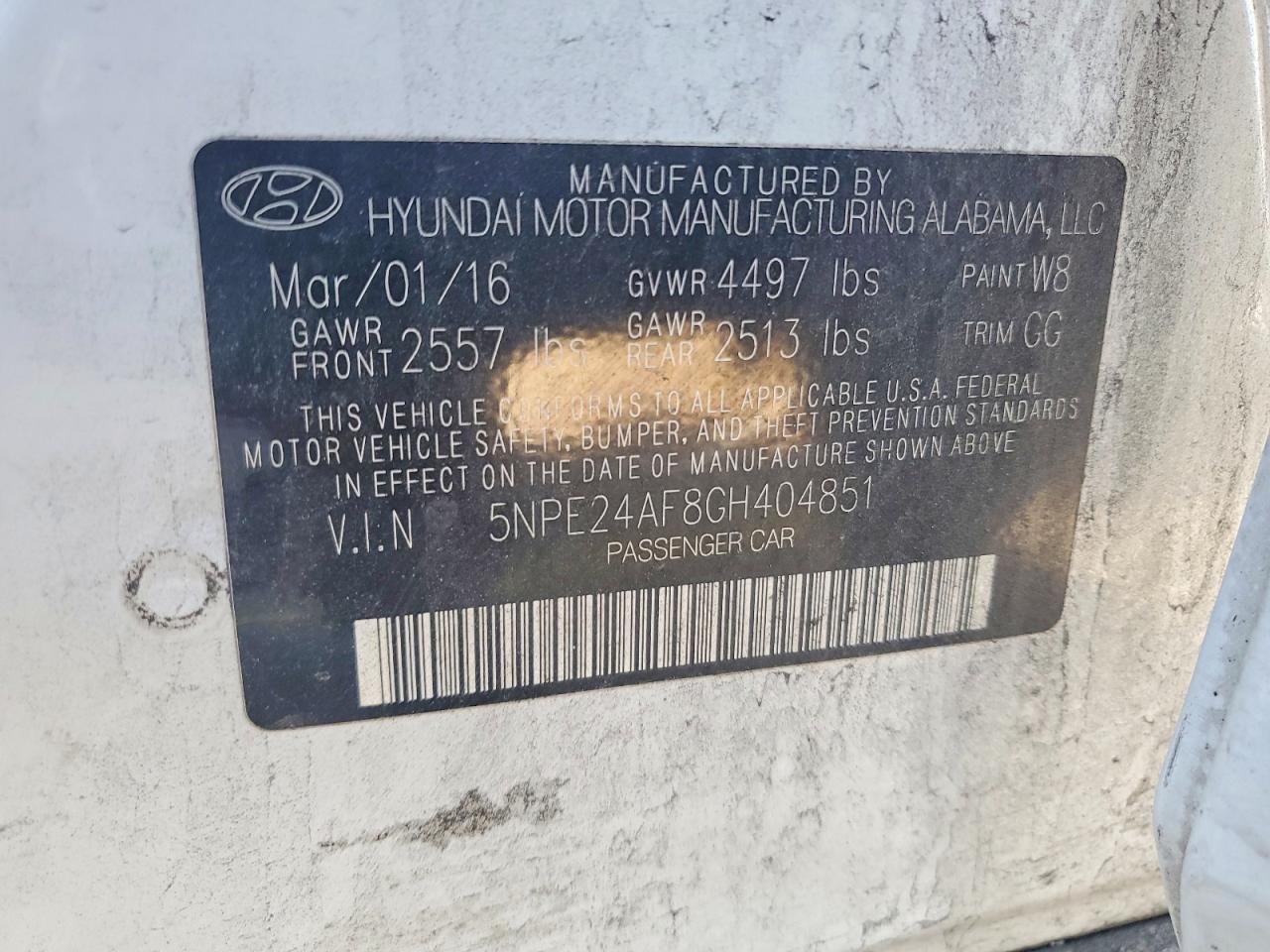 2016 HYUNDAI SONATA