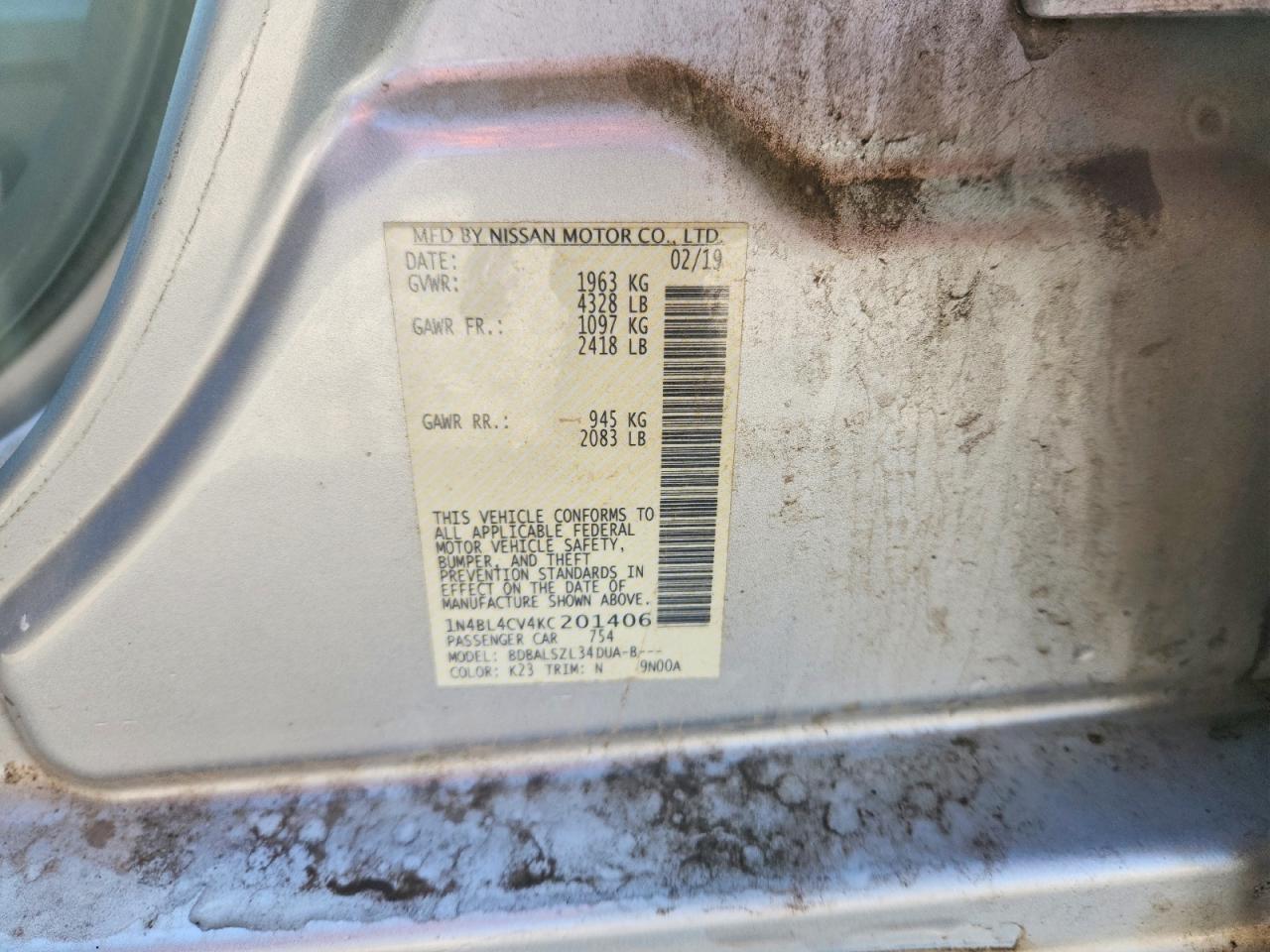 2019 NISSAN ALTIMA