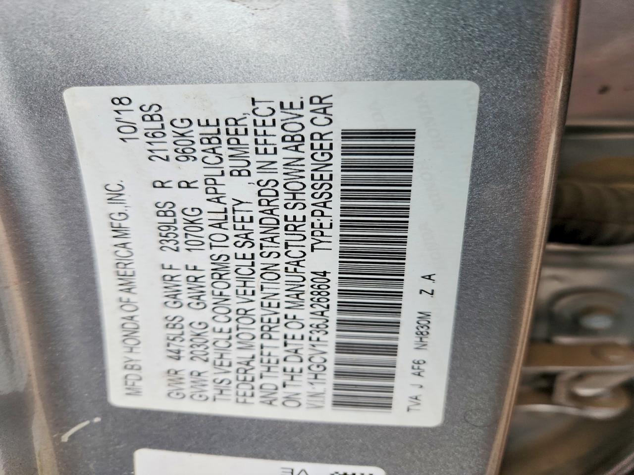 2018 HONDA ACCORD