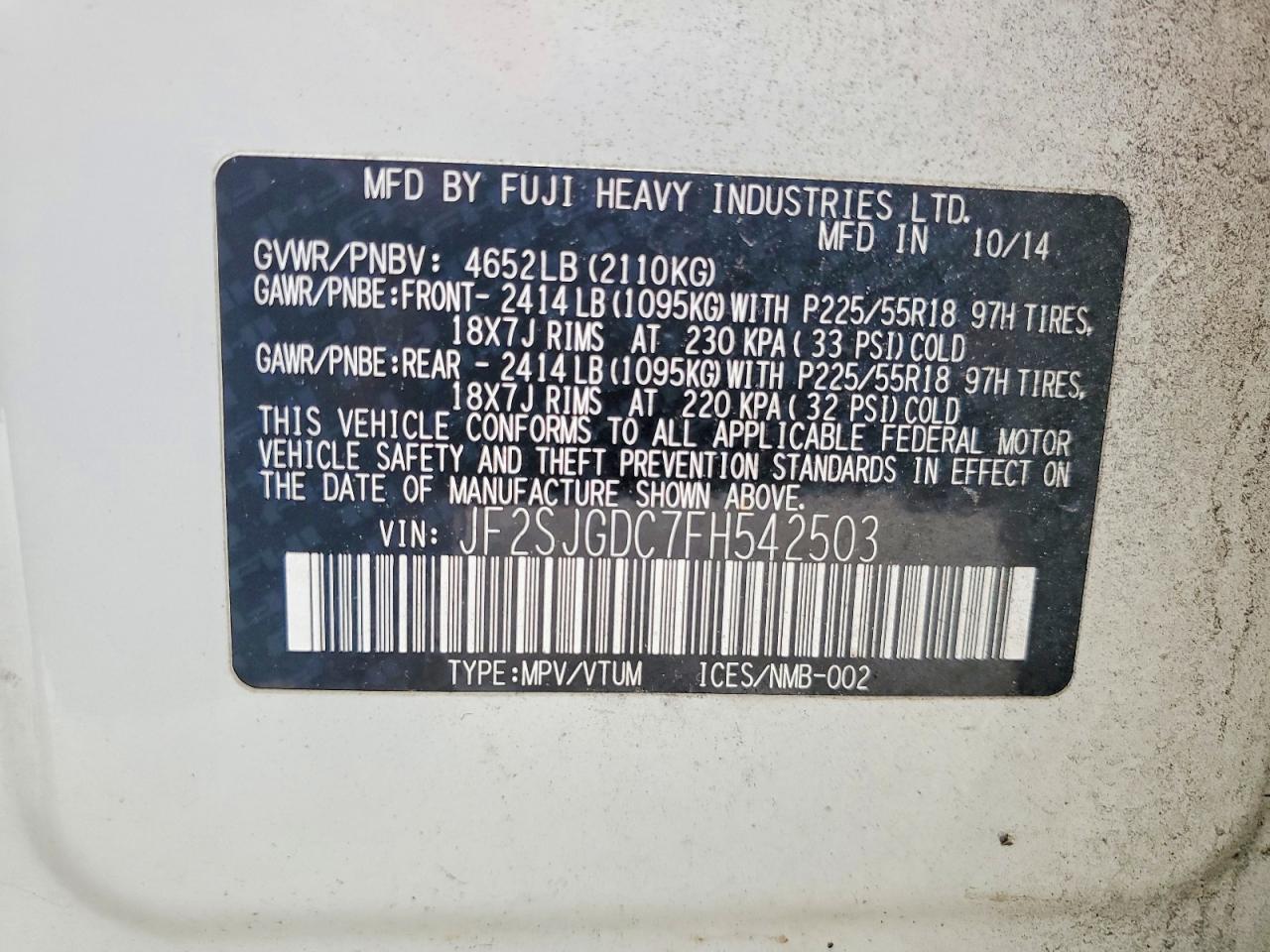 2015 SUBARU FORESTER