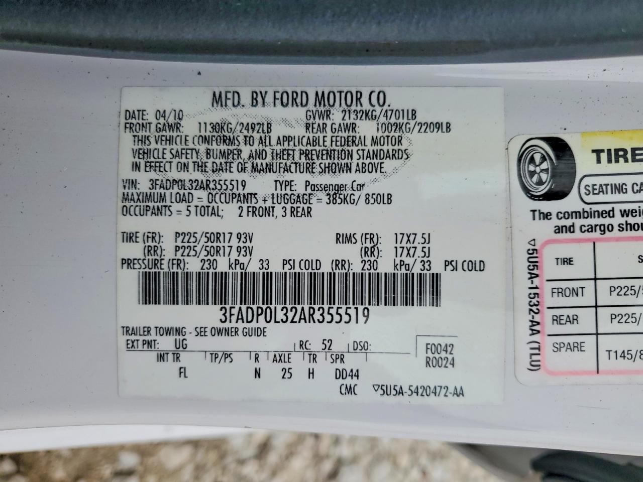 2010 FORD FUSION