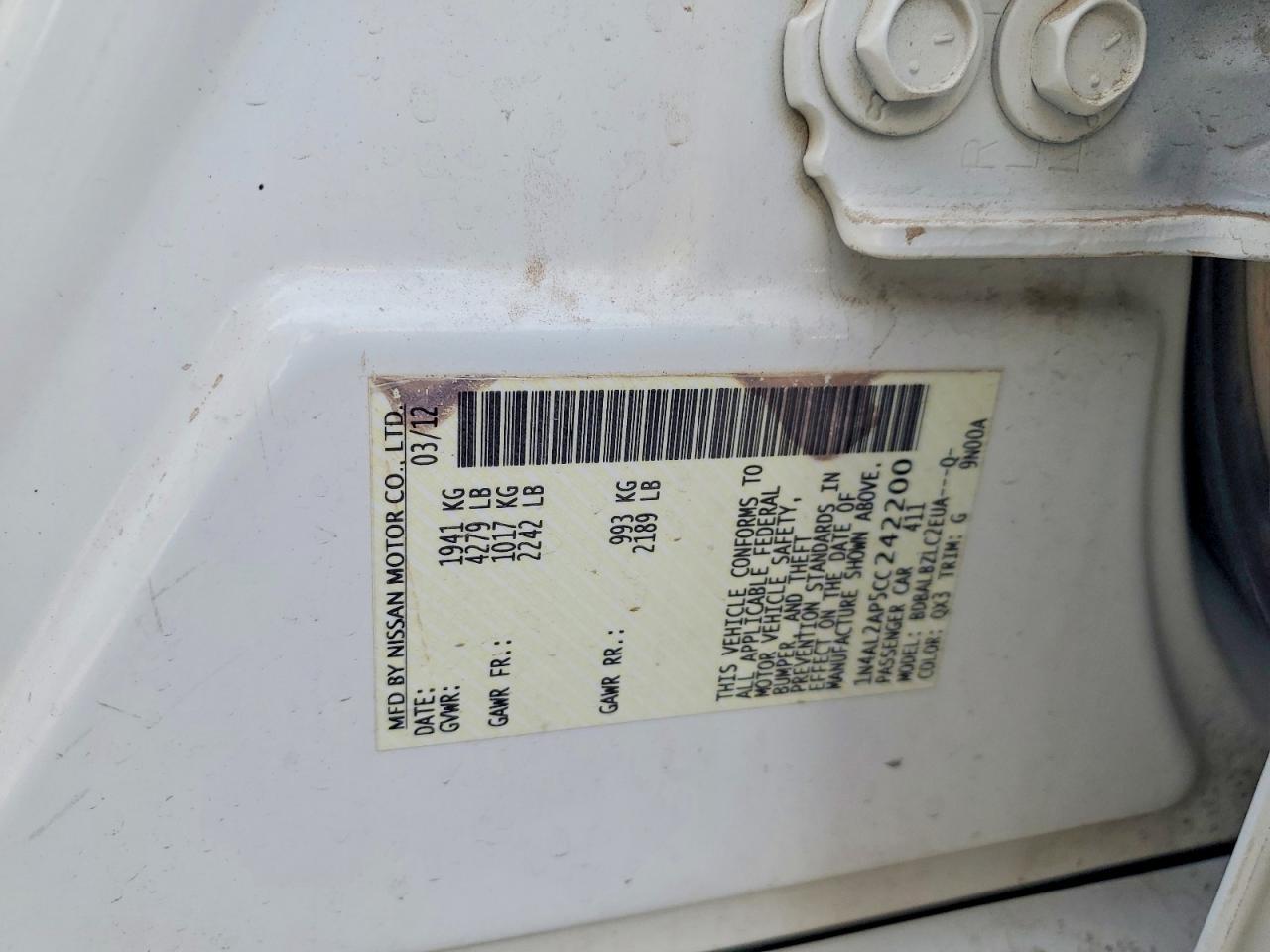 2012 NISSAN ALTIMA