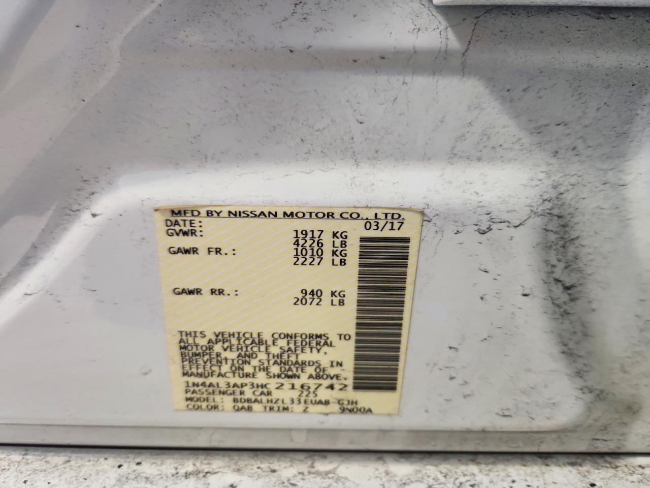2017 NISSAN ALTIMA