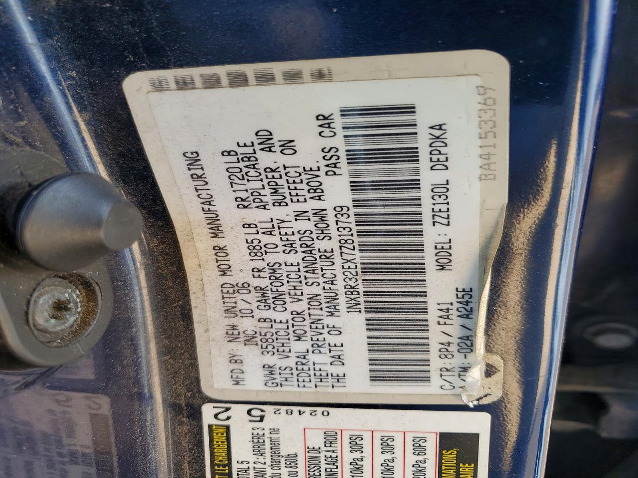 2007 TOYOTA COROLLA