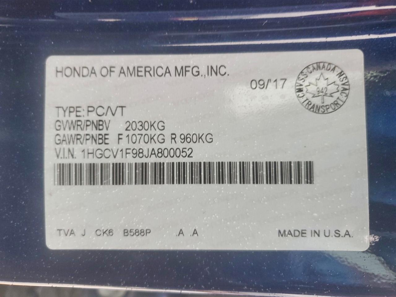 2018 HONDA ACCORD