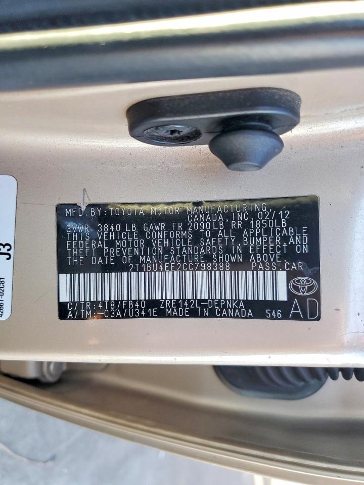 2012 TOYOTA COROLLA