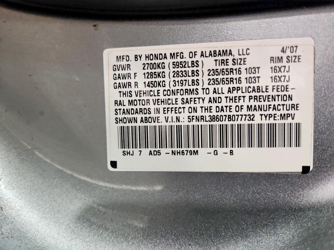2007 HONDA ODYSSEY