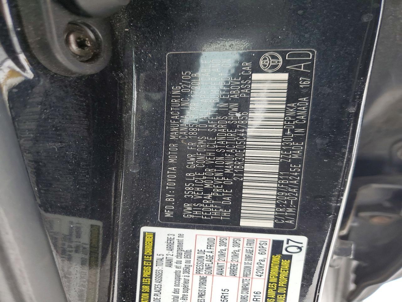 2005 TOYOTA COROLLA