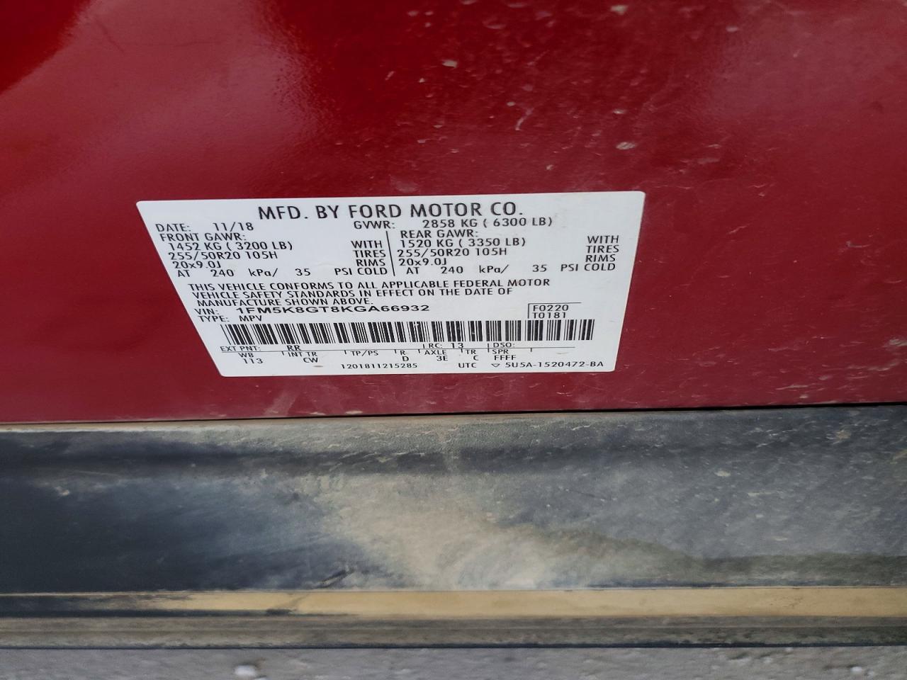 2019 FORD Explorer Sport Trac