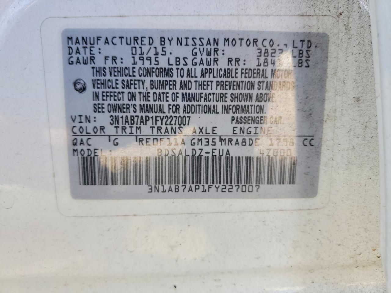 2015 NISSAN SENTRA