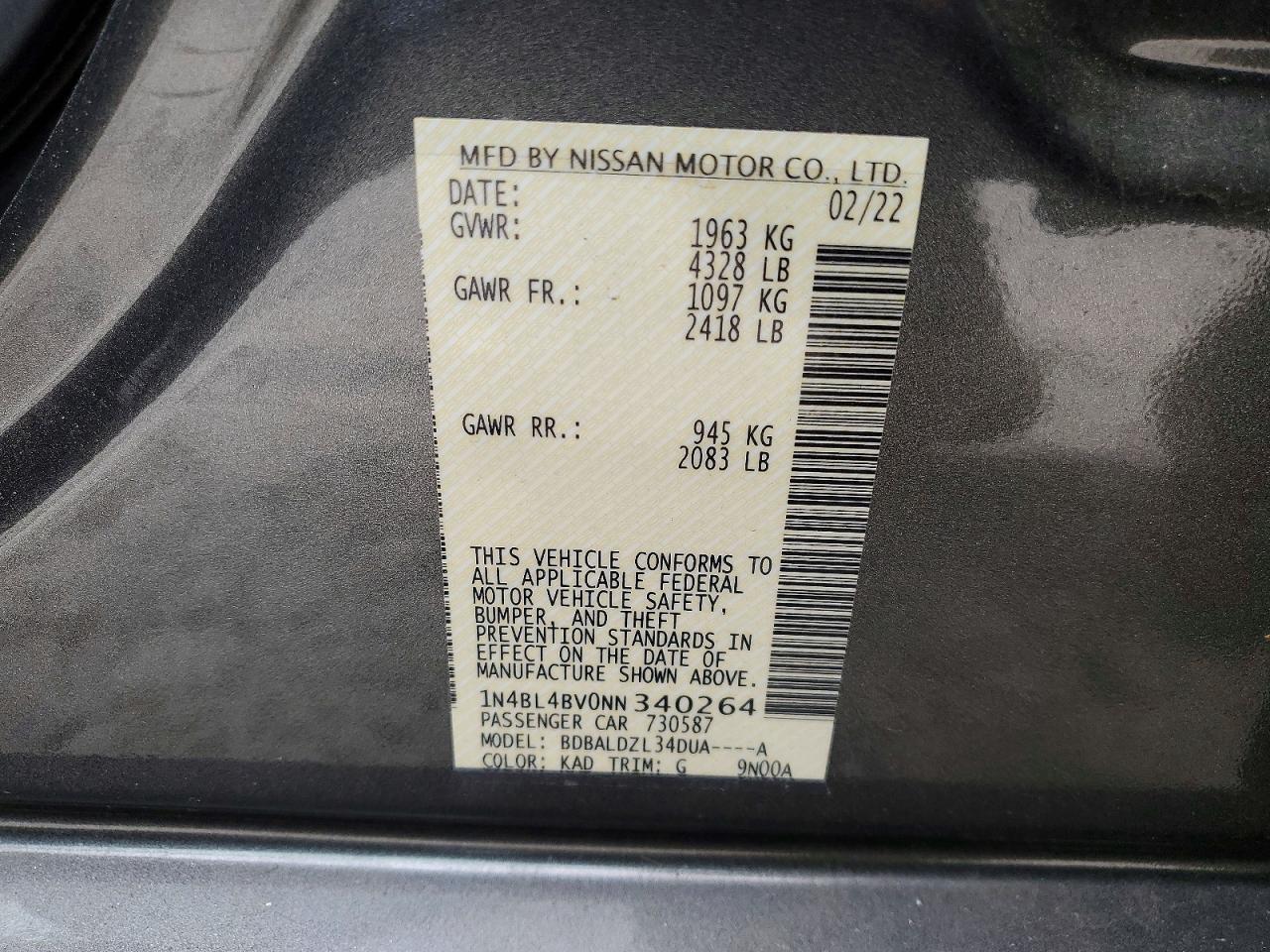 2022 NISSAN ALTIMA