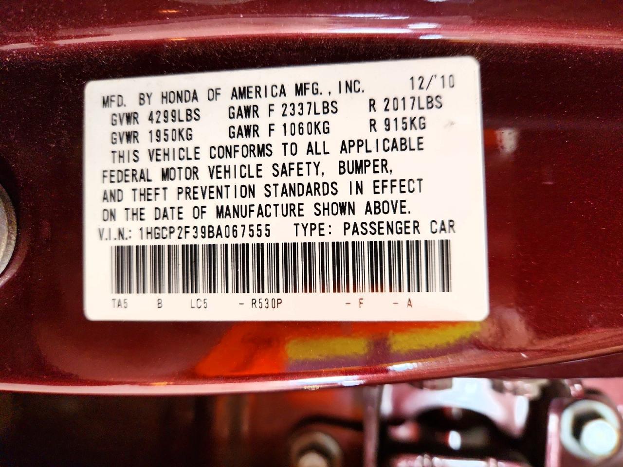 2011 HONDA ACCORD