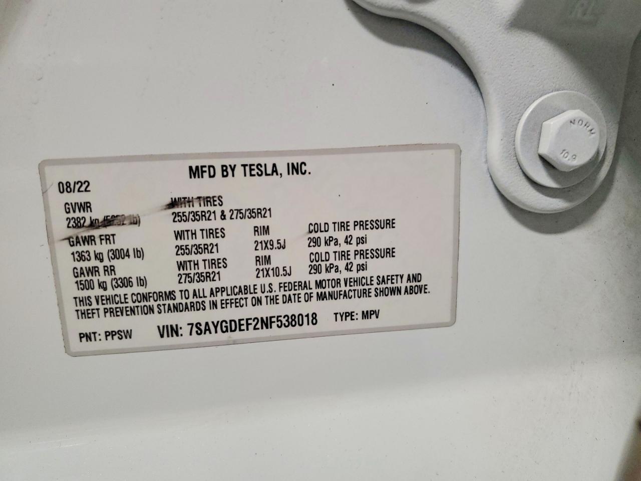 2022 TESLA MODEL Y