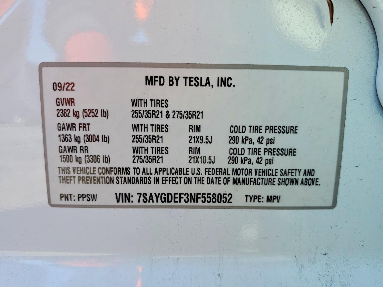 2022 TESLA MODEL Y