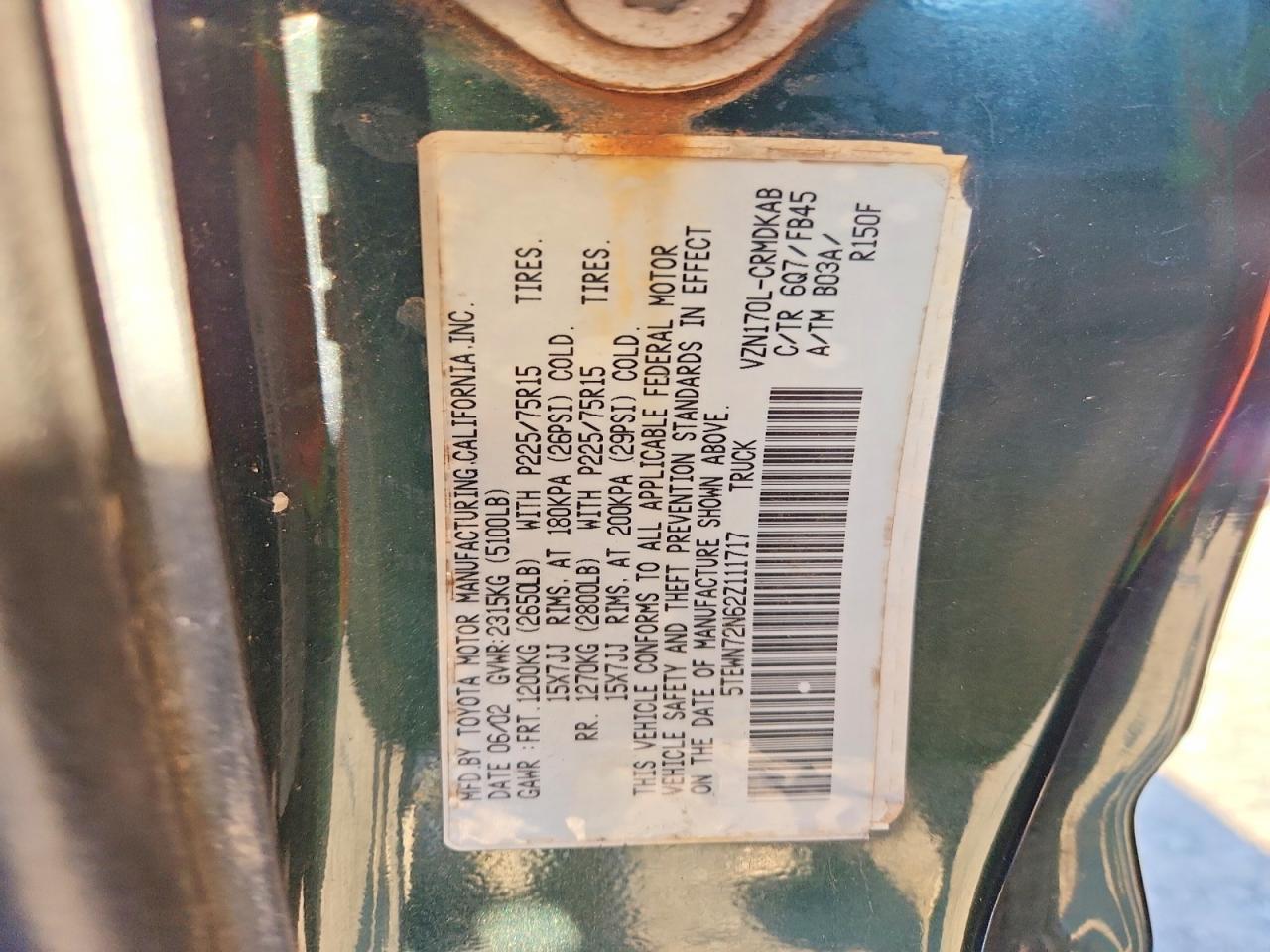 2002 TOYOTA TACOMA