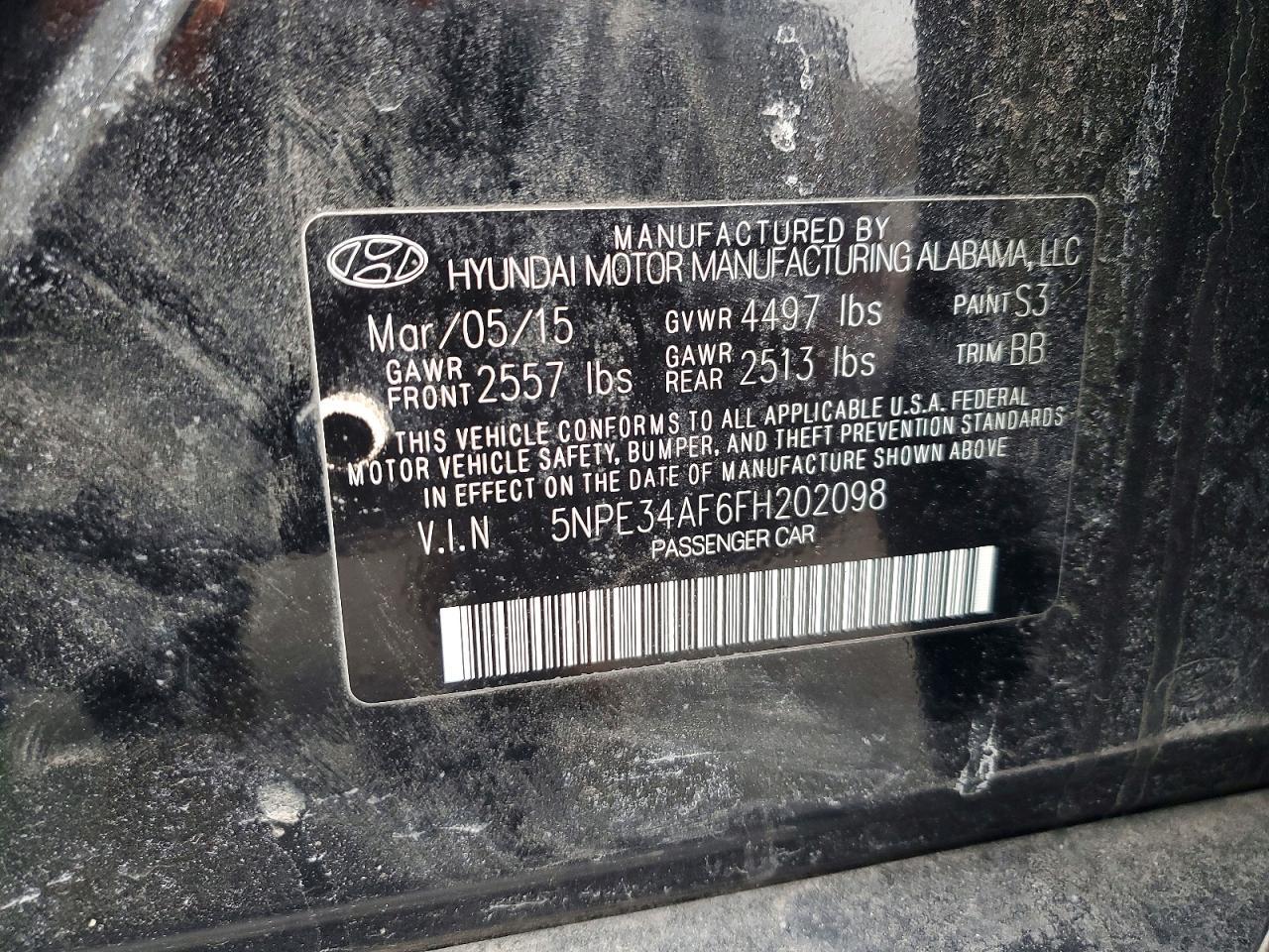 2015 HYUNDAI SONATA