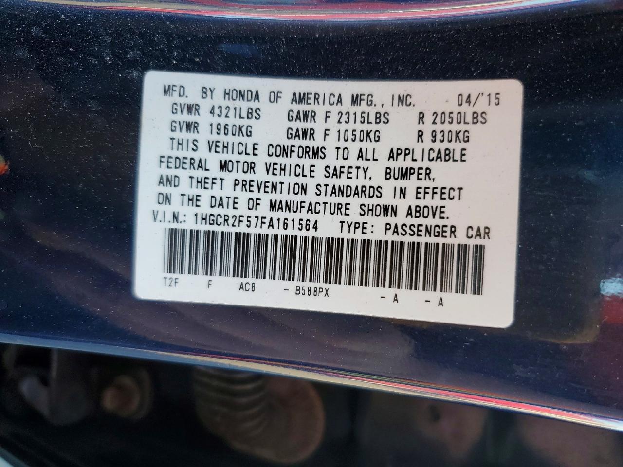 2015 HONDA ACCORD
