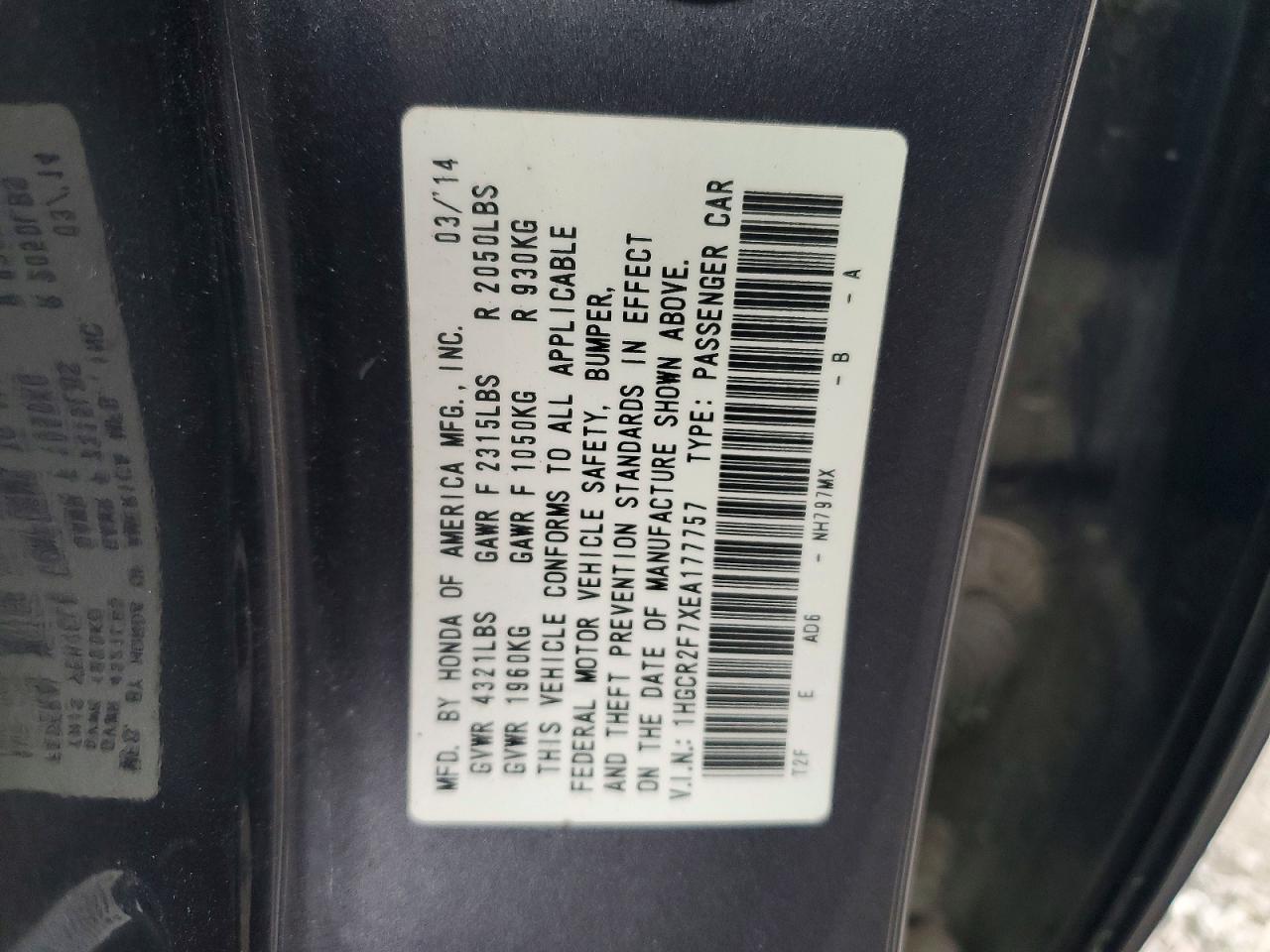 2014 HONDA ACCORD
