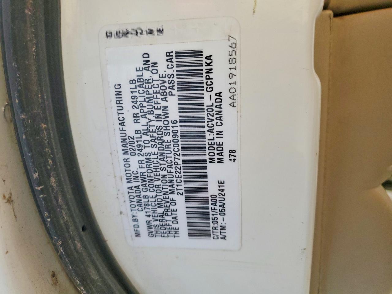 2002 TOYOTA CAMRY