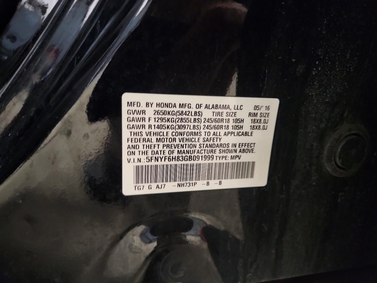 2016 HONDA PILOT