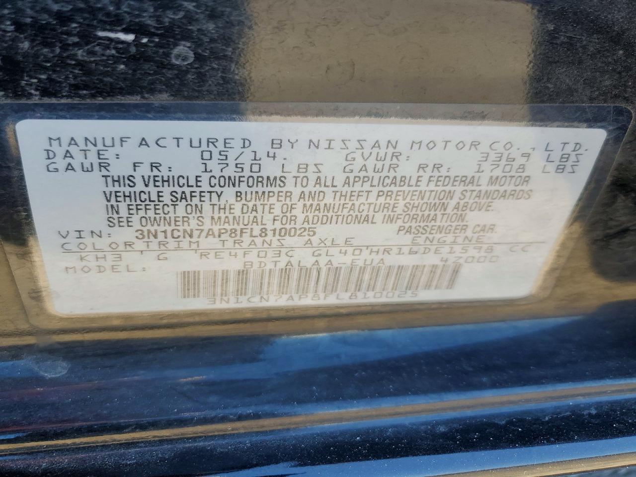 2015 NISSAN VERSA