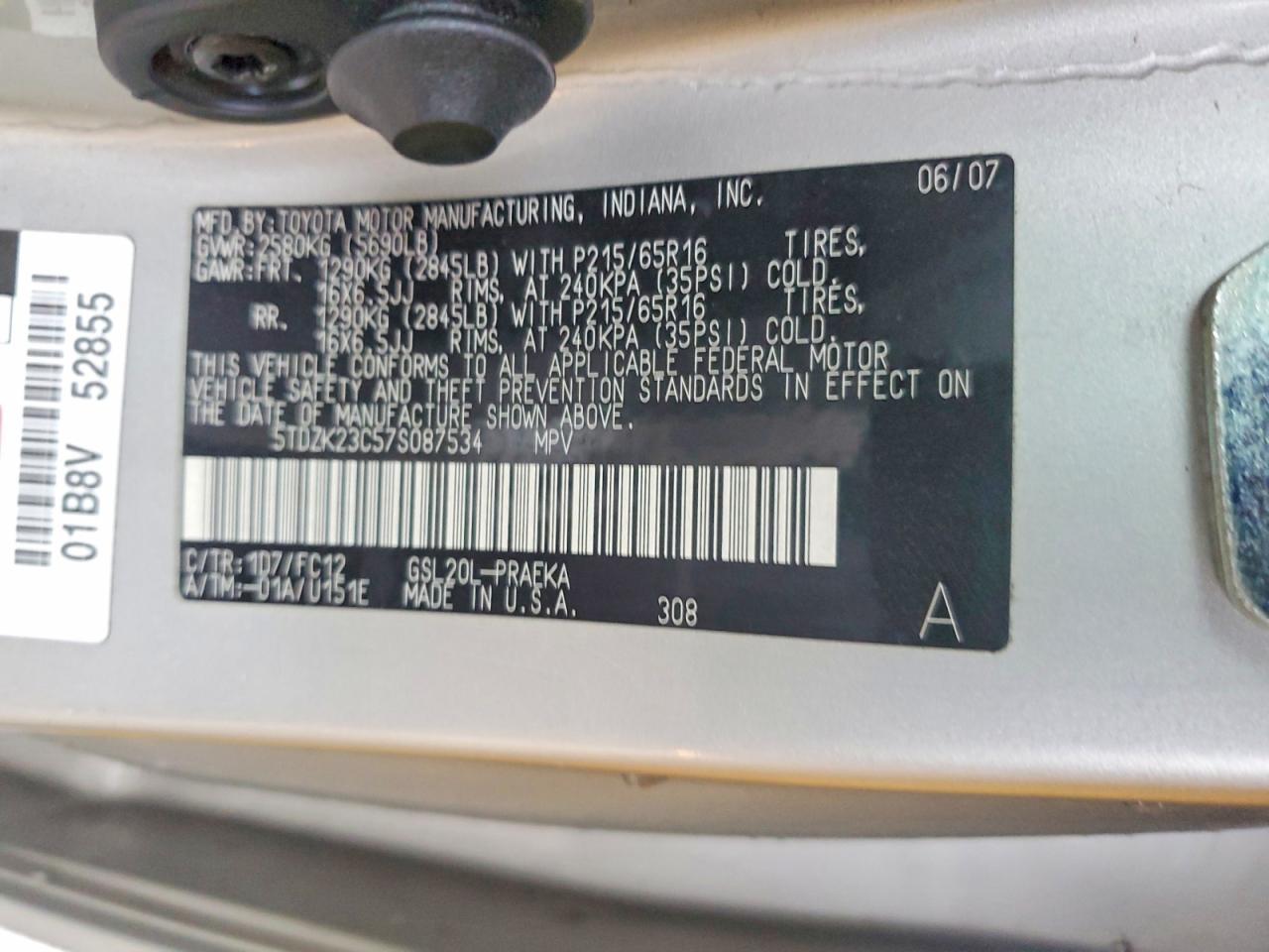 2007 TOYOTA SIENNA
