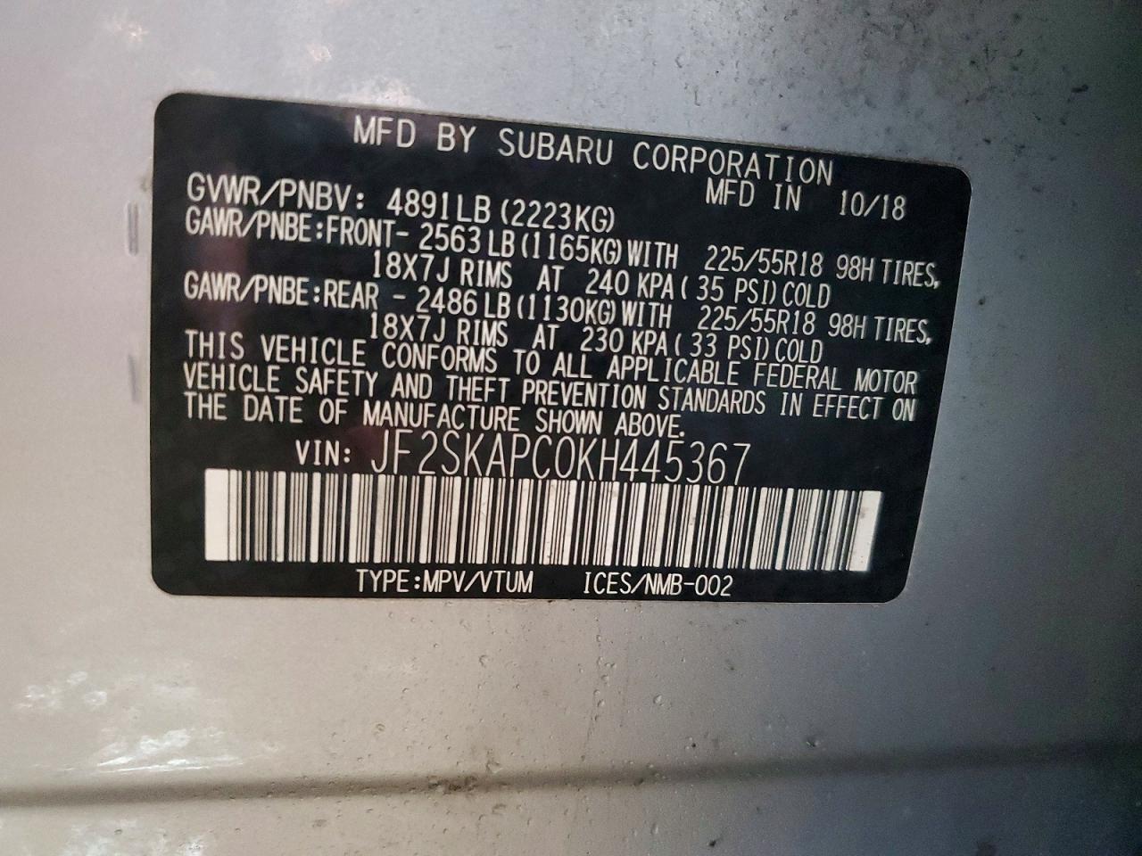 2019 SUBARU FORESTER