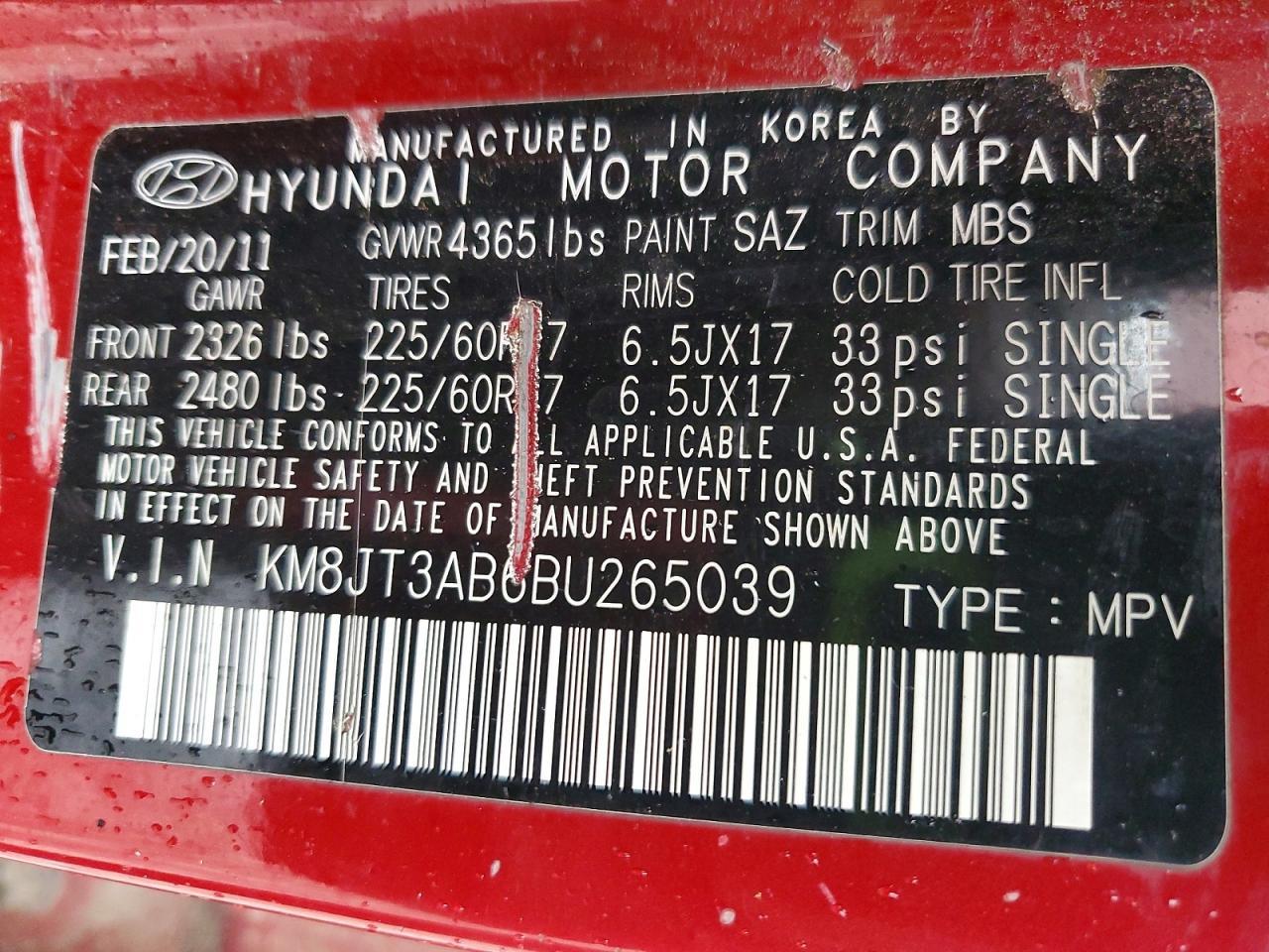 2011 HYUNDAI TUCSON