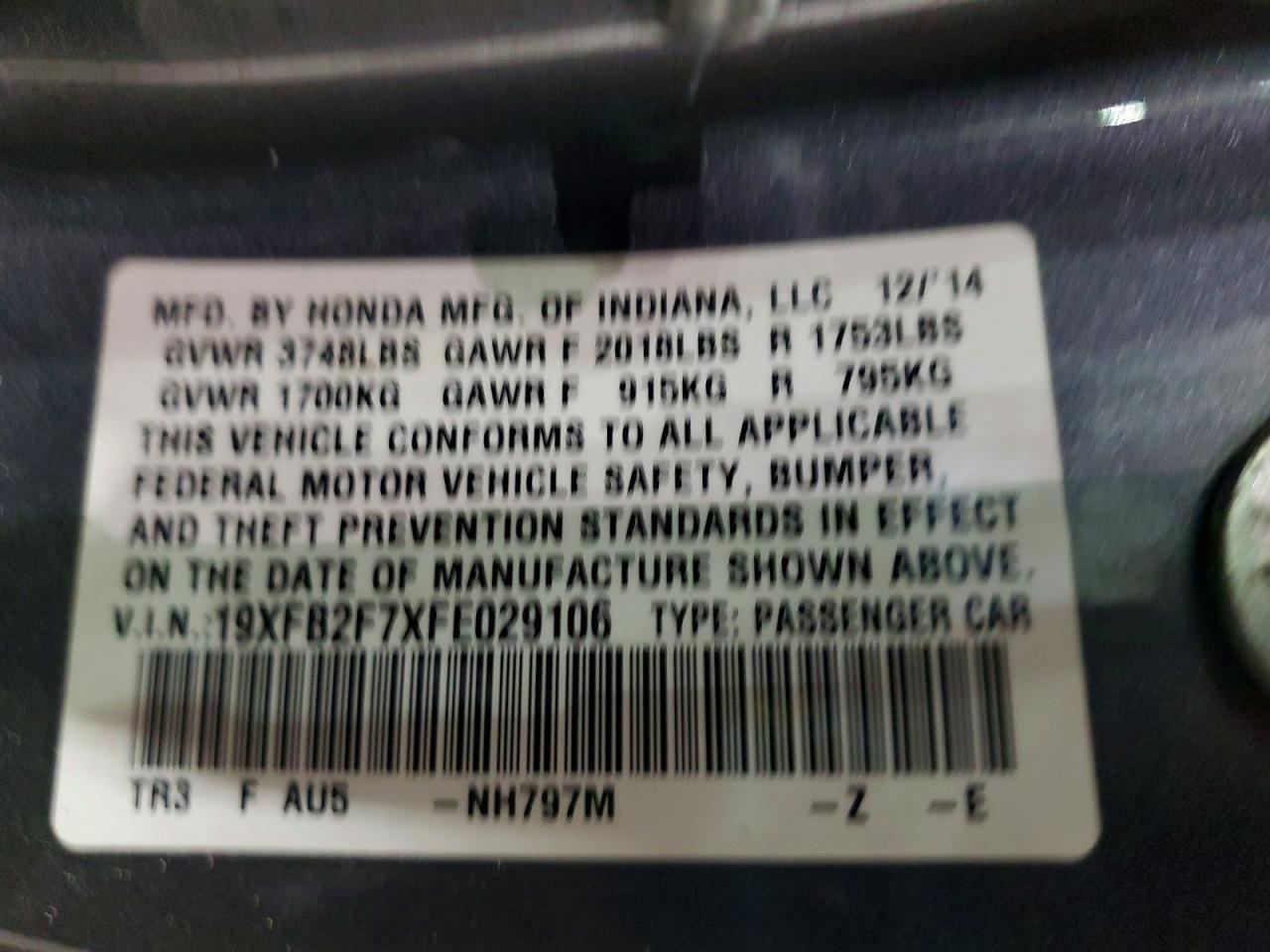2015 HONDA CIVIC