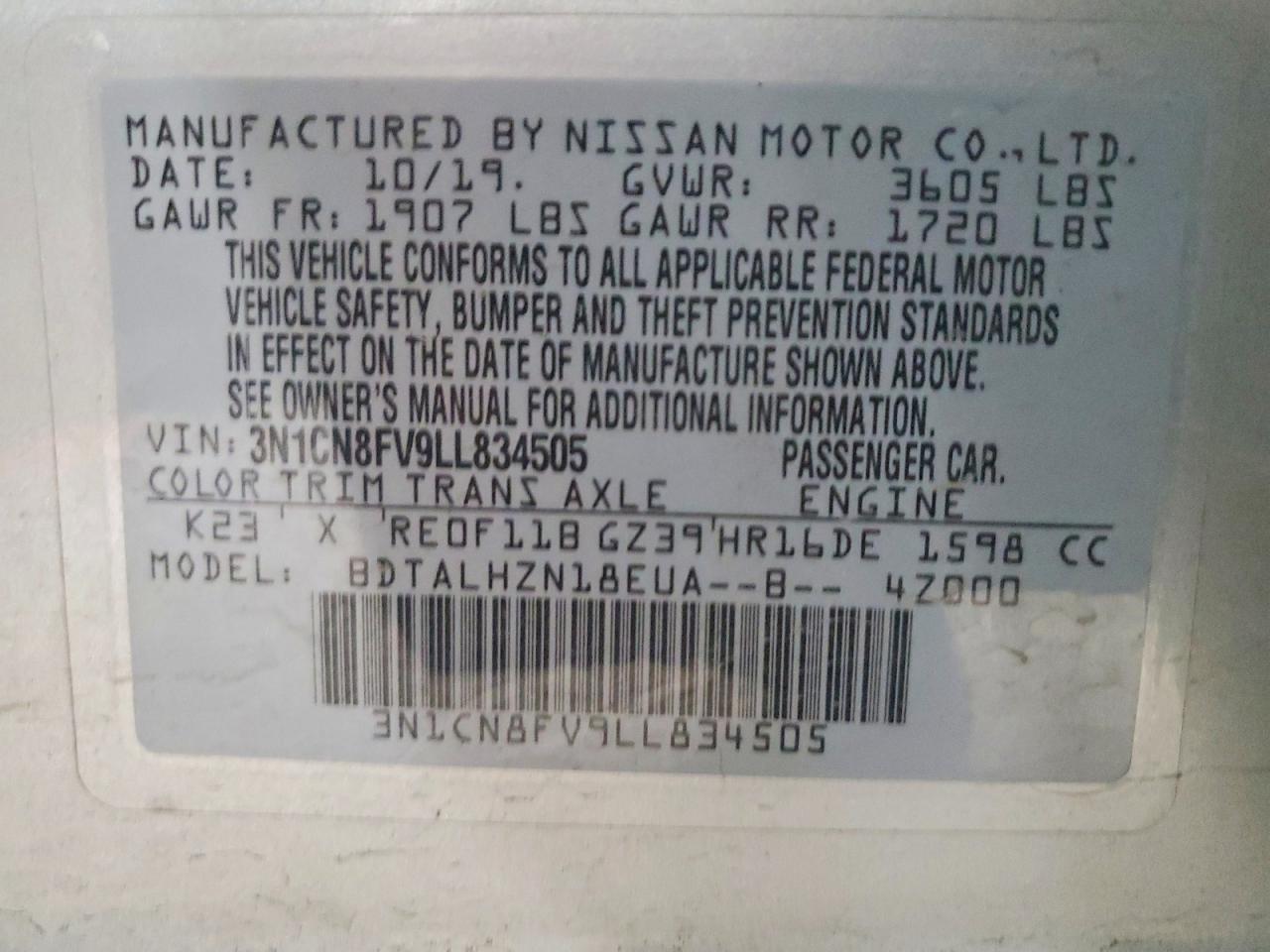 2020 NISSAN VERSA
