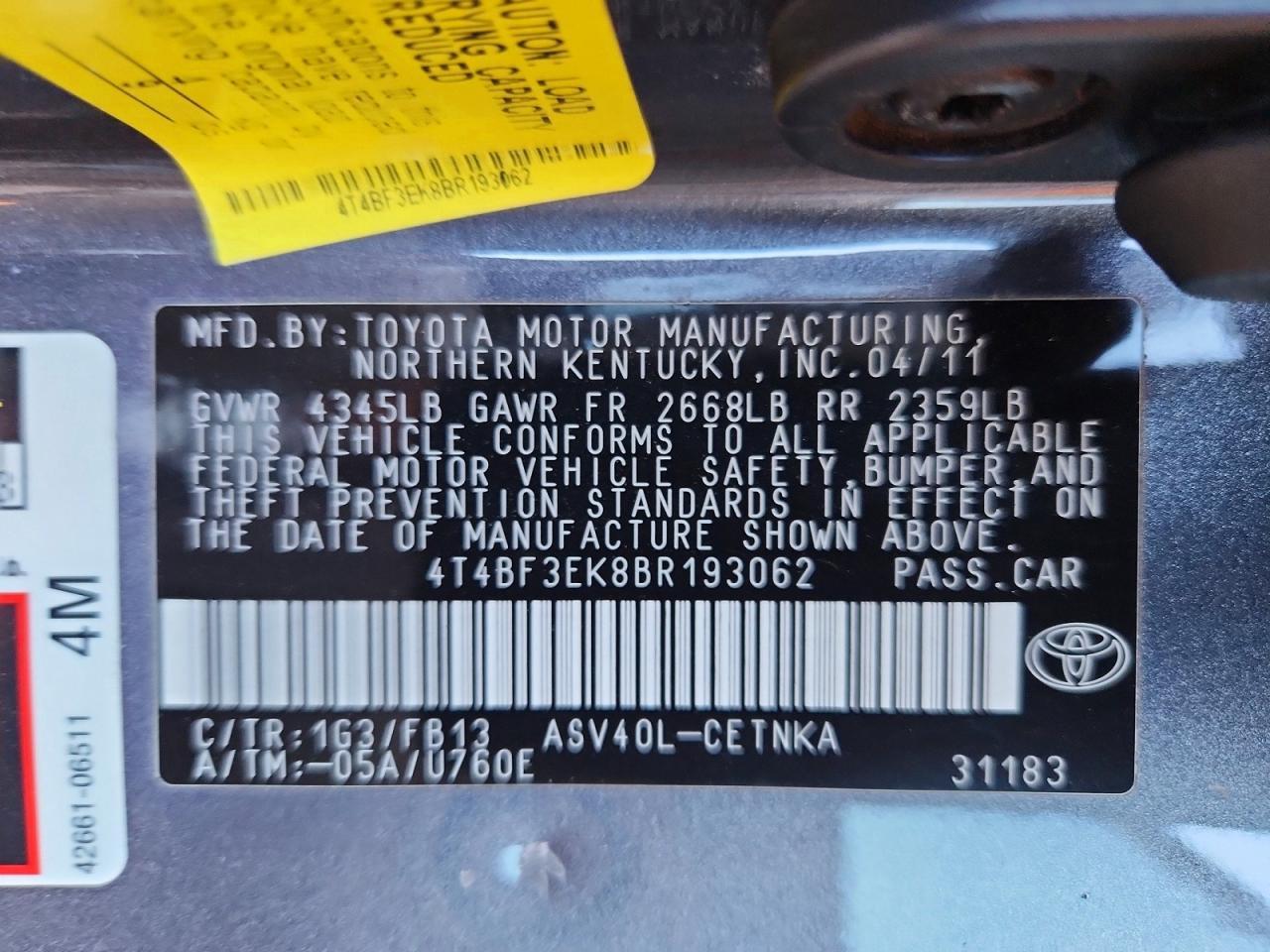 2011 TOYOTA CAMRY
