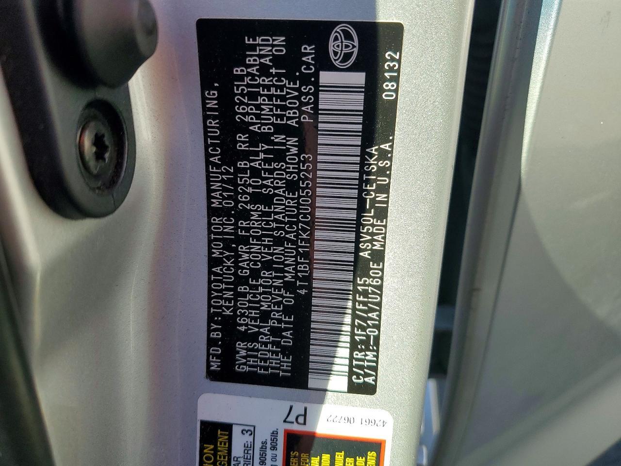 2012 TOYOTA CAMRY