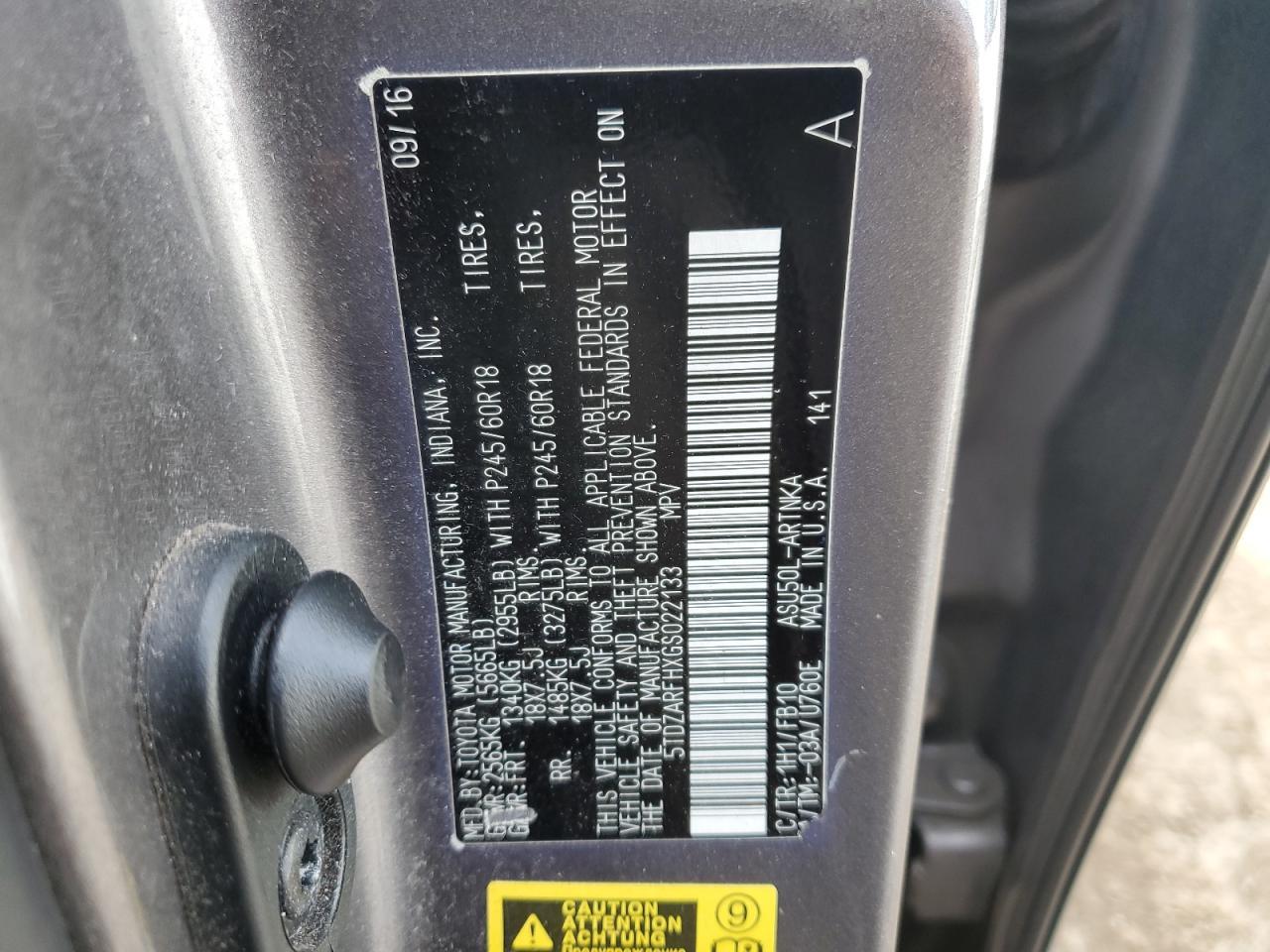 2016 TOYOTA HIGHLANDER