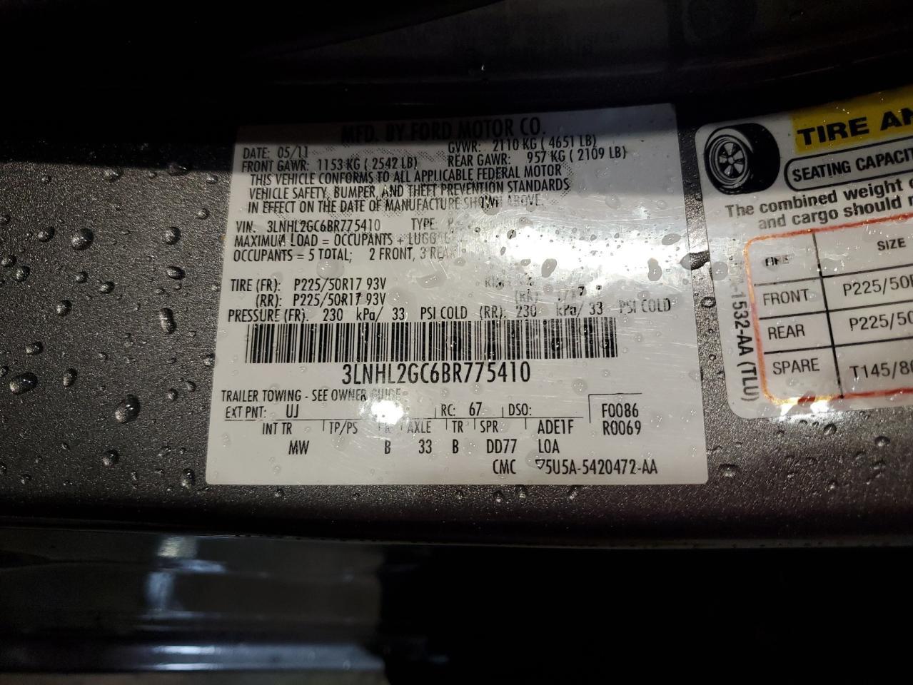 2011 LINCOLN MKZ