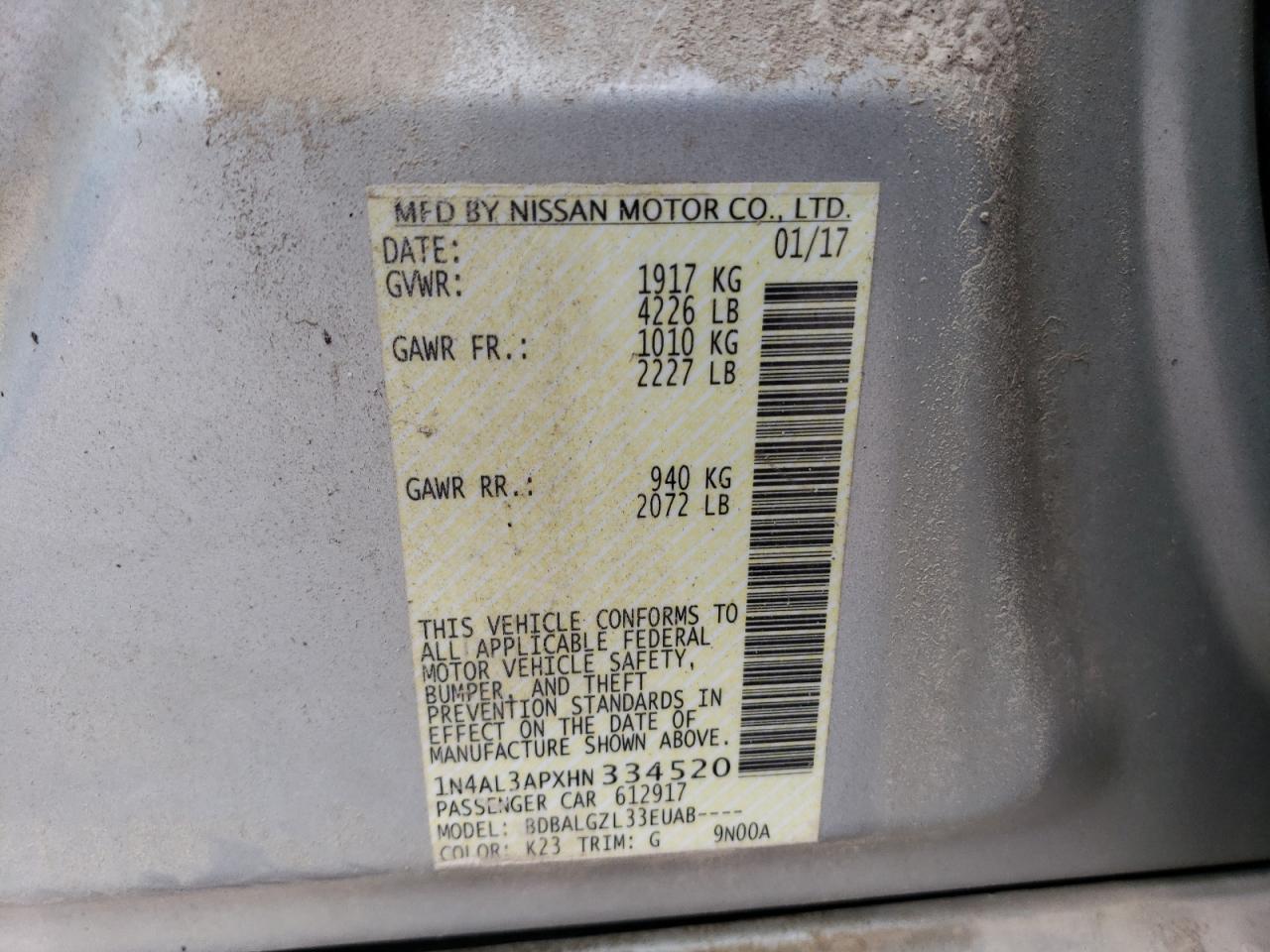 2017 NISSAN ALTIMA