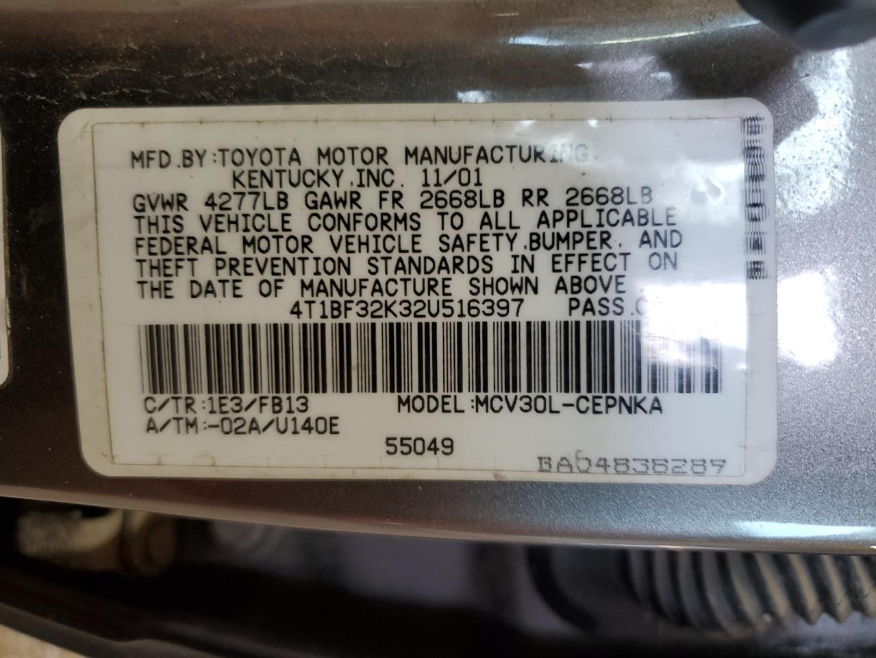 2002 TOYOTA CAMRY