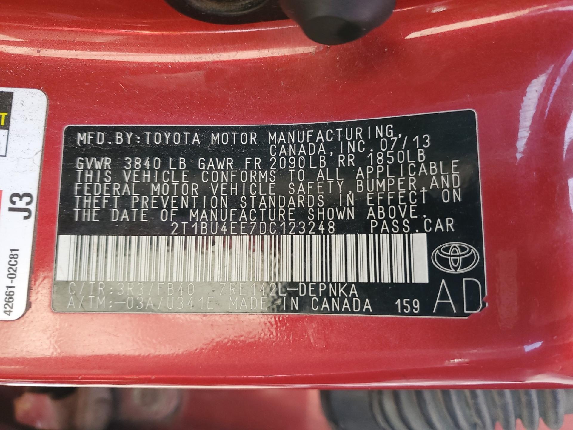 2013 TOYOTA COROLLA