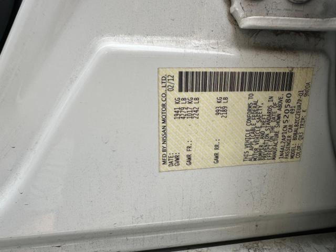 2012 NISSAN ALTIMA