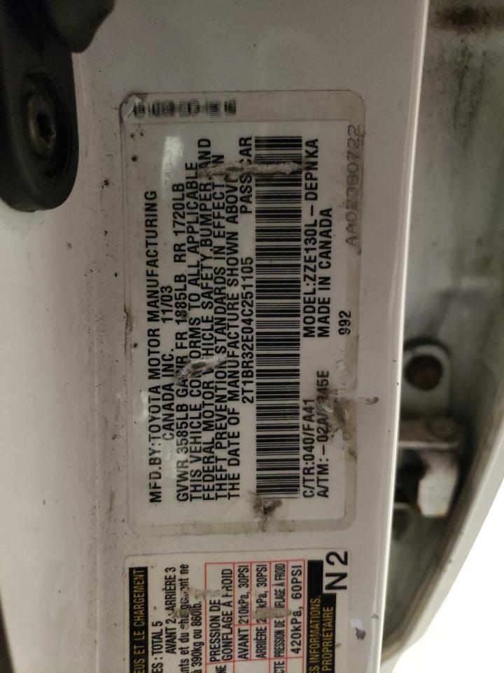 2004 TOYOTA COROLLA