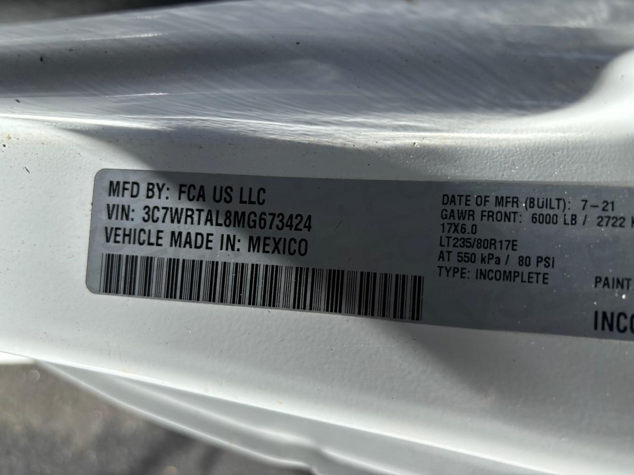 2021 RAM 3500