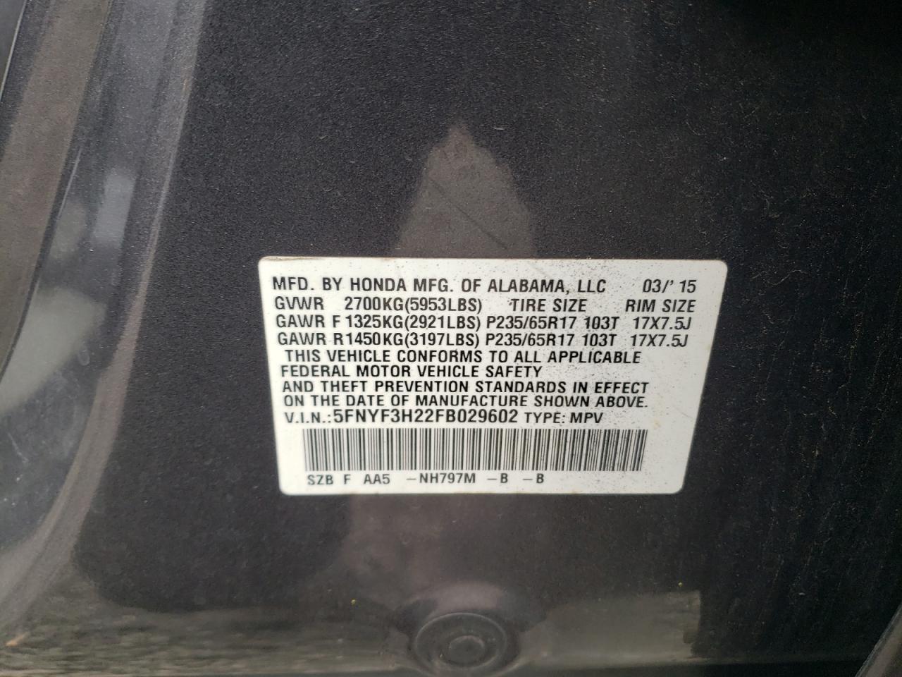 2015 HONDA PILOT