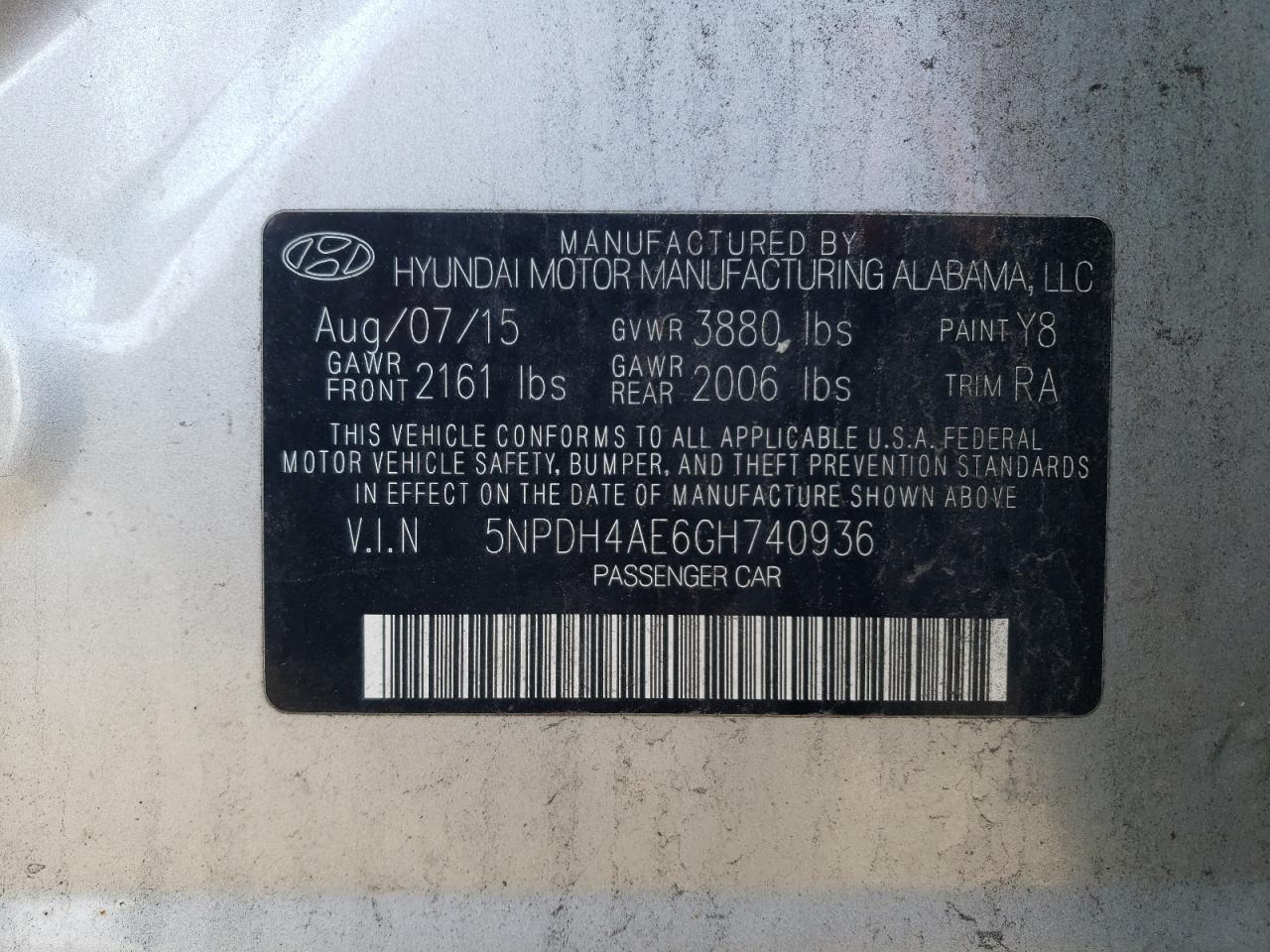 2016 HYUNDAI ELANTRA