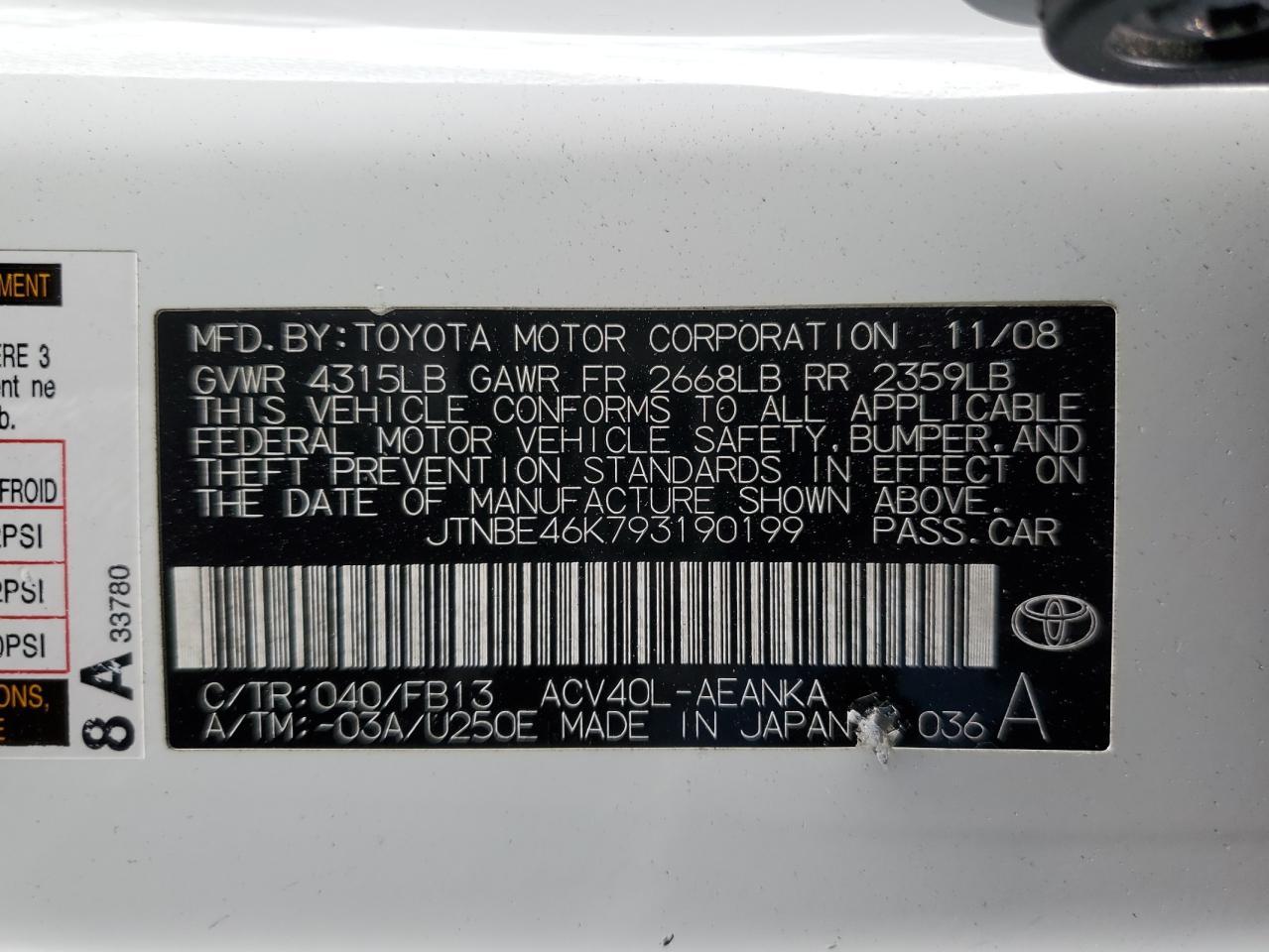2009 TOYOTA CAMRY
