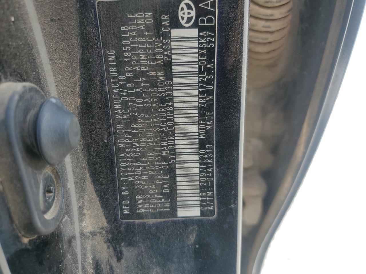 2018 TOYOTA COROLLA