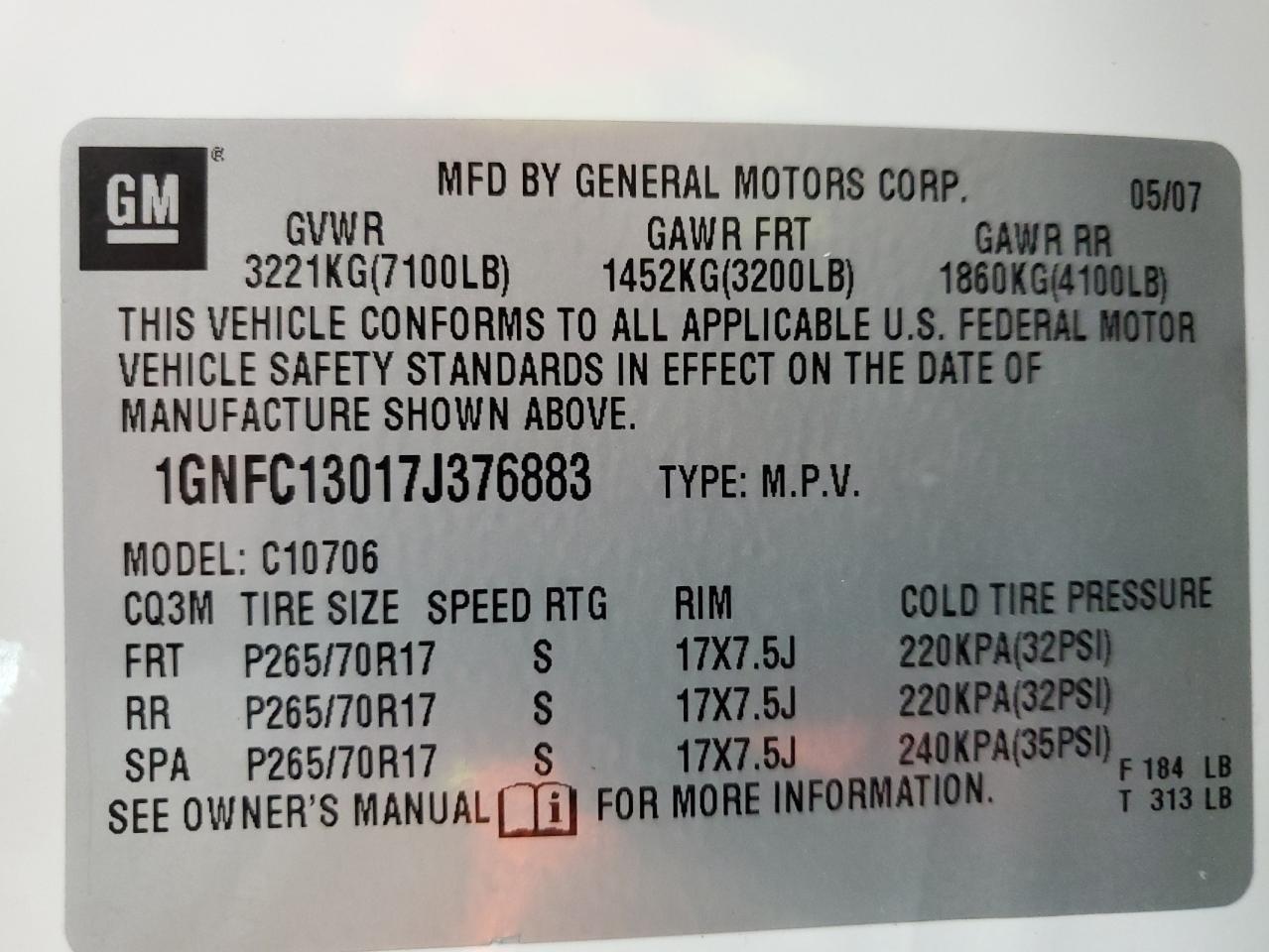 2007 CHEVROLET Tahoe
