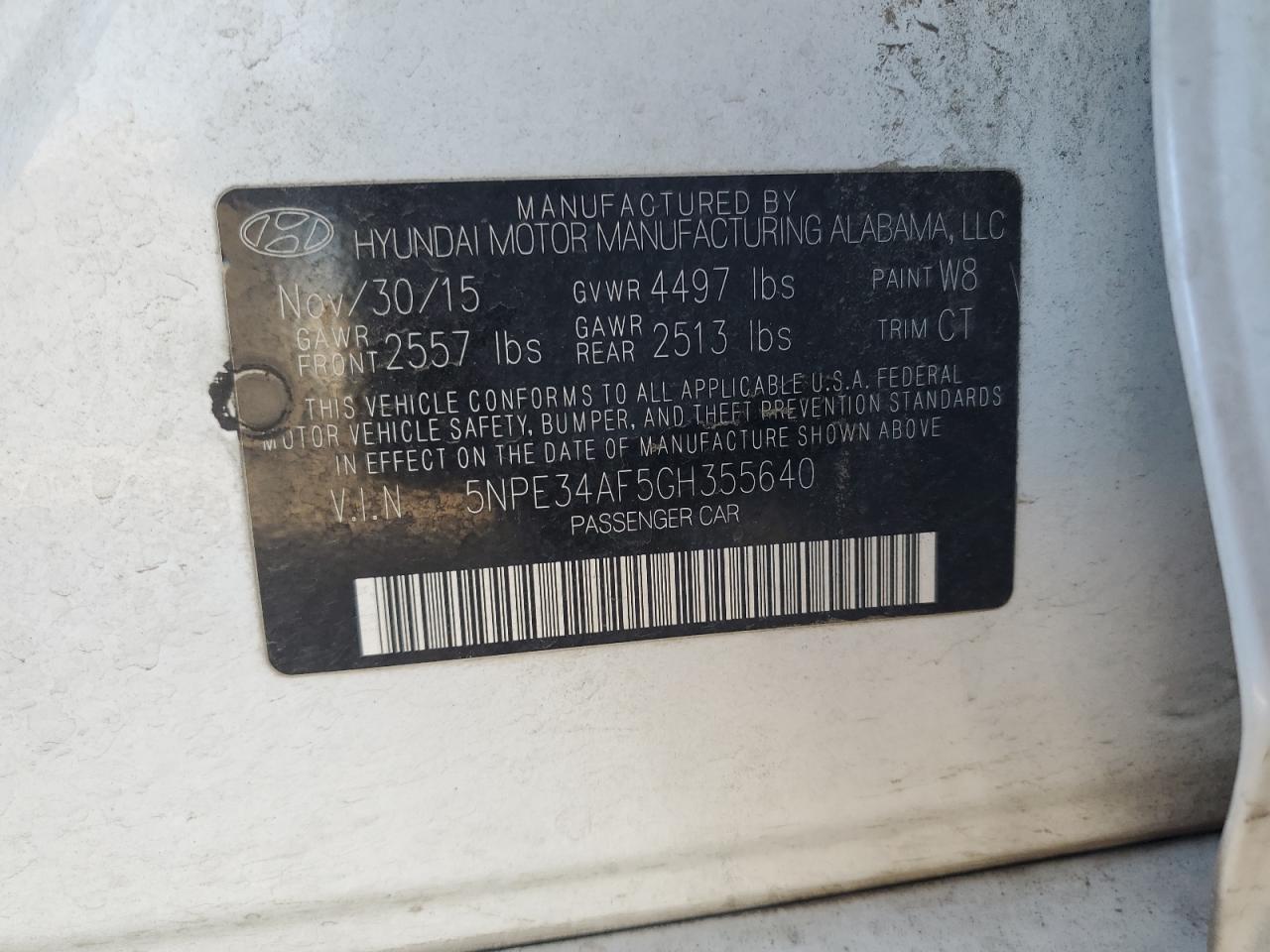 2016 HYUNDAI SONATA