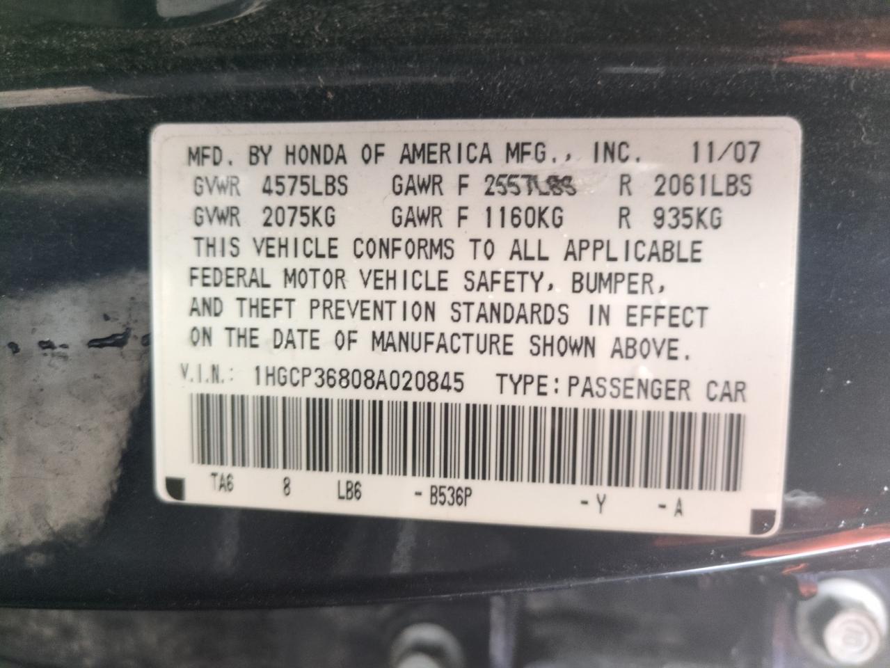 2008 HONDA ACCORD