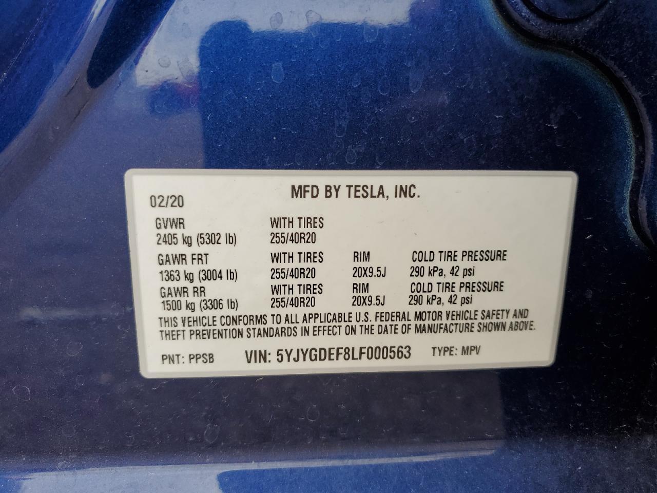 2020 TESLA MODEL Y